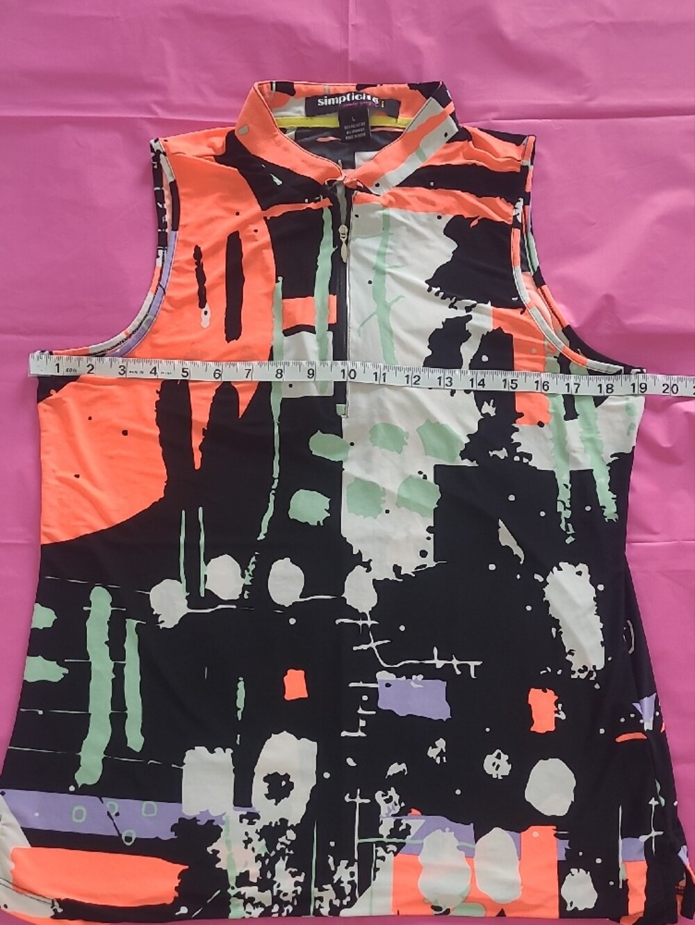 jamie sadock Neon Abstract Zip-Front Tank Top - Orange/Black/White - Picture 8 of 8